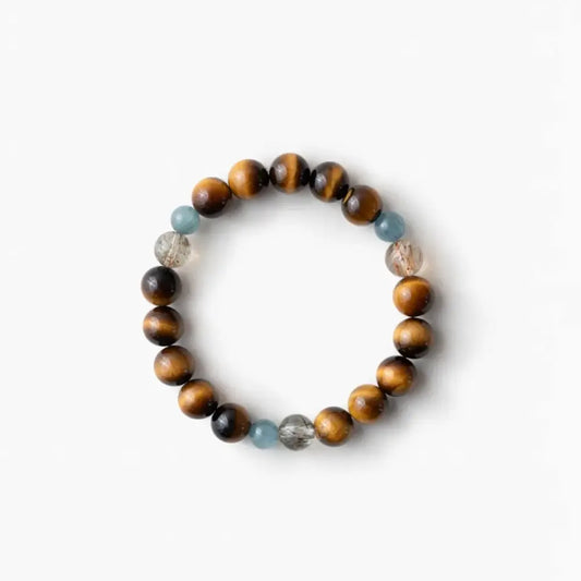 Tiger eye crystal bracelet with aquamarine and super seven beads Orienlu